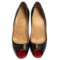 Pre Owned Christian Louboutin Black Leather New Prive  Pumps Size 41