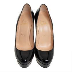 Pre Owned Christian Louboutin Black Patent Leather Bianca Platform Pumps Size 39