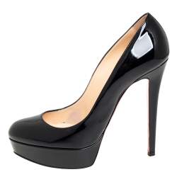Pre Owned Christian Louboutin Black Patent Leather Bianca Platform Pumps Size 39