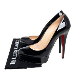 Pre Owned Christian Louboutin Black Patent Leather Bianca Platform Pumps Size 39