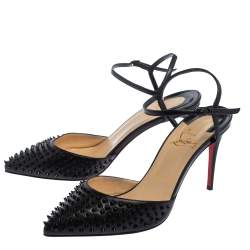 Pre Owned Christian Louboutin Black Leather Baila Sandals Size 37