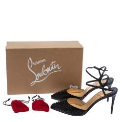 Pre Owned Christian Louboutin Black Leather Baila Sandals Size 37