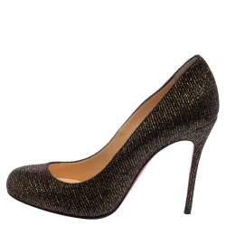 Pre Owned Christian Louboutin Brown Glitter Fabric Fifi Pumps Size 36