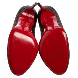 Pre Owned Christian Louboutin Brown Glitter Fabric Fifi Pumps Size 36