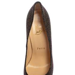 Pre Owned Christian Louboutin Brown Glitter Fabric Fifi Pumps Size 36