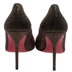 Pre Owned Christian Louboutin Brown Glitter Fabric Fifi Pumps Size 36
