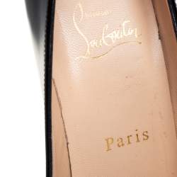 Pre Owned Christian Louboutin Black Patent Leather Bianca Platform Pumps Size 37.5
