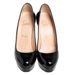 Pre Owned Christian Louboutin Black Patent Leather Bianca Platform Pumps Size 37.5