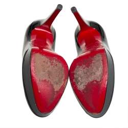 Pre Owned Christian Louboutin Black Patent Leather Bianca Platform Pumps Size 37.5