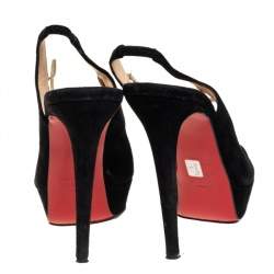 Pre Owned Christian Louboutin Black Suede Alta Spritney Slingback Pumps Size 38.5