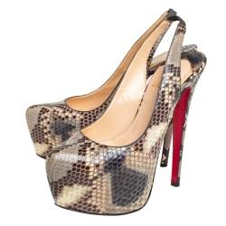 Christian Louboutin Multicolor Python Daffodile Platform Slingback Sandals Size 37 