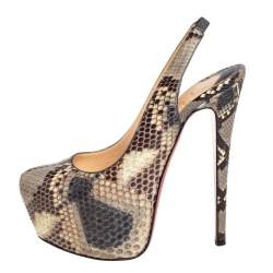 Christian Louboutin Multicolor Python Daffodile Platform Slingback Sandals Size 37 