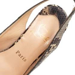Christian Louboutin Multicolor Python Daffodile Platform Slingback Sandals Size 37 