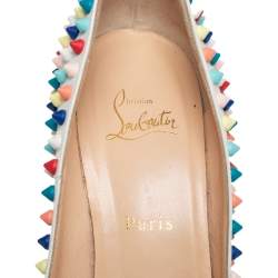 Pre Owned Christian Louboutin Multicolor Leather Pigalle Spike Pumps Size 39