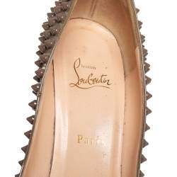 Pre Owned  Christian Louboutin Brown Patent Leather Pigalle Spikes Pumps Size 39