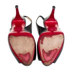Pre Owned Christian Louboutin Black Leather Slingback Sandals Size 40.5