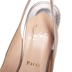 Pre Owned Christian Louboutin Metallic Gold Leather  Private Number Peep Toe Sandals Size 38.5