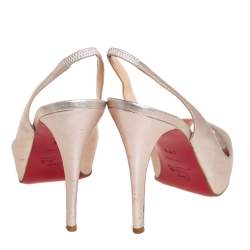 Pre Owned Christian Louboutin Metallic Gold Leather  Private Number Peep Toe Sandals Size 38.5