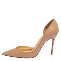 Pre Owned حذاء كعب عالي كريستيان لوبوتان إيرزا دورسي جلد بيج مقاس 37.5