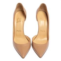 Pre Owned حذاء كعب عالي كريستيان لوبوتان إيرزا دورسي جلد بيج مقاس 37.5