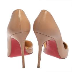 Pre Owned حذاء كعب عالي كريستيان لوبوتان إيرزا دورسي جلد بيج مقاس 37.5