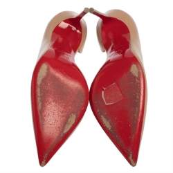 Pre Owned حذاء كعب عالي كريستيان لوبوتان إيرزا دورسي جلد بيج مقاس 37.5