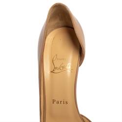 Pre Owned حذاء كعب عالي كريستيان لوبوتان إيرزا دورسي جلد بيج مقاس 37.5