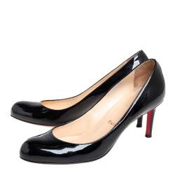 Pre Owned Christian Louboutin Black Patent Leather Leather Simple Pumps Size 39