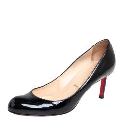 Pre Owned Christian Louboutin Black Patent Leather Leather Simple Pumps Size 39