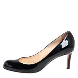 Pre Owned Christian Louboutin Black Patent Leather Leather Simple Pumps Size 39