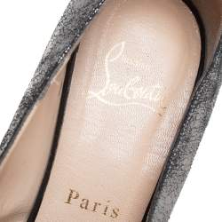 Christian Louboutin Metallic Cut Out Leather Peep Toe Pumps Size 37.5