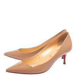 Pre Owned Christian Louboutin Beige Patent Leather Pigalle Follies Pointed Toe Pumps Size 39