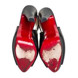 Pre Owned Christian Louboutin Black Leather Strapagada Morphee Booties Size 37.5