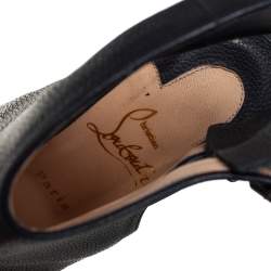 Pre Owned Christian Louboutin Black Leather Strapagada Morphee Booties Size 37.5