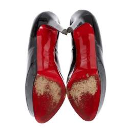 مملوكة مسبقًا Christian Louboutin Black Patent Leather Bianca Platform Pumps Size 37.5