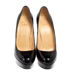 مملوكة مسبقًا Christian Louboutin Black Patent Leather Bianca Platform Pumps Size 37.5