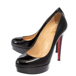 مملوكة مسبقًا Christian Louboutin Black Patent Leather Bianca Platform Pumps Size 37.5
