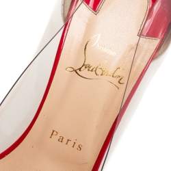 Pre Owned Christian Louboutin Black/White Leather And PVC Debout Pumps Size 40.5