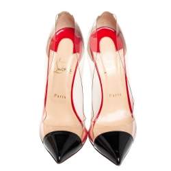 Pre Owned Christian Louboutin Black/White Leather And PVC Debout Pumps Size 40.5