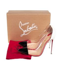 Pre Owned Christian Louboutin Black/White Leather And PVC Debout Pumps Size 40.5