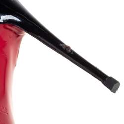 Pre Owned Christian Louboutin Black Fabric And Patent Leather Pointed Toe Pumps Size 38.5
