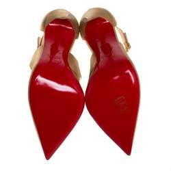 Pre Owned Christian Louboutin Gold Leather Marlena Rock Pointed Toe Pumps Size 38.5