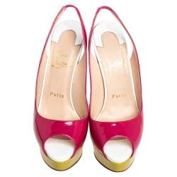 Pre Owned Christian Louboutin Multicolor  Patent Leather Lady Peep Sandals Size 36.5