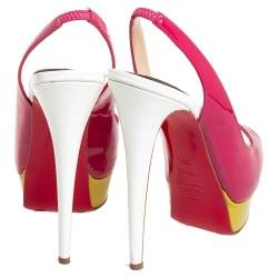 Pre Owned Christian Louboutin Multicolor  Patent Leather Lady Peep Sandals Size 36.5