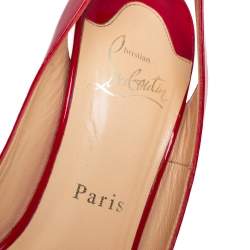 Pre Owned Christian Louboutin Red Patent Leather Soso Crisscross Sandals Size 37.5