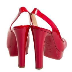 Pre Owned Christian Louboutin Red Patent Leather Soso Crisscross Sandals Size 37.5
