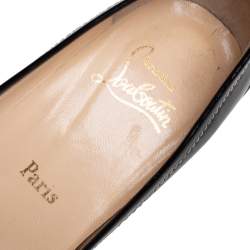 مملوكة مسبقًا Christian Louboutin Black Patent Leather Peniche Peep-Toe Pumps Size 38.5
