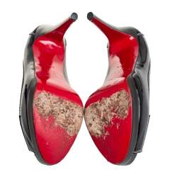 مملوكة مسبقًا Christian Louboutin Black Patent Leather Peniche Peep-Toe Pumps Size 38.5