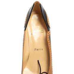 Pre Owned Christian Louboutin Brown/Black Brogue Leather Lady Twist Pumps Size 36