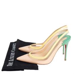 مملوكة مسبقًا Christian Louboutin Tricolor PVC And Patent Leather Slingback Sandals Size 37